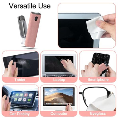 2 Pack Screen Cleaner Spray and Wipe for Laptop Monitor and Car Screens, Phone Touchscreen Mist Cleaning Kit for Cellphone, Tablet, PC, Computer, LCD, Eyeglass, iPhone, iPad, Mac Pro - Grey and Pink - color: Grey, Pink
