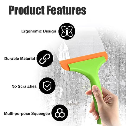 Ziciner Small Silicone Window Squeegee, Car Windshield Water Blade Squeegee, Multifunctional Auto Squeegee with 5.9 Inch Blade and Non-Slip Handle for Car Window, Mirror, Home Cleaning (Light Green) - color: Light Green-1pcs