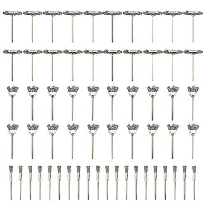 60 Pcs Wire Brushes Set, Rocaris Steel Wire Wheels Pen Brushes Set Kit Accessories for Rotary Tool