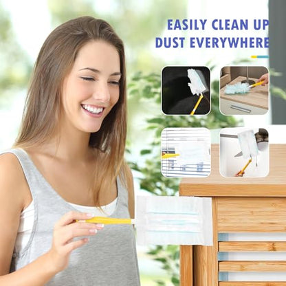 60 Count 180° Duster Refills Compatible with Dusters 180 Handle Dusters, Heavy Duty Multi-Surface Duster Replacement with 1 Extra Handle, Unscented - color: 60 Count