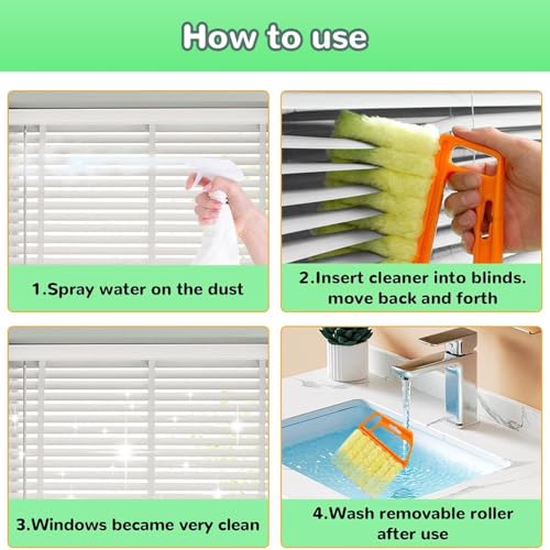 Window Venetian Blind Cleaner Duster Tool Removable Washable 7 Fingers Dusting Cleaner and Air Vent Cleaner for Cleaning Blinds Air Conditioner