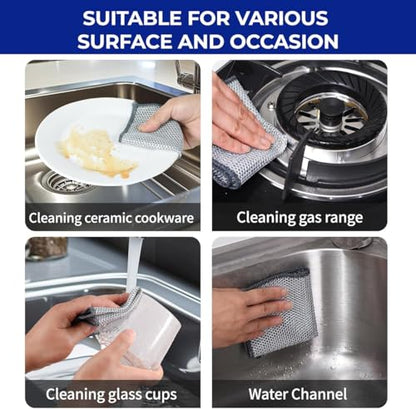 Wire Mesh Cleaning Cloths, Non-Scratch Scrubbing Cloths for Kitchen, Replace Steel Wool 7.9"x7.9" 8 Pack