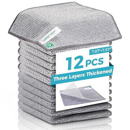 12Pcs New Upgrade 2-Layer Non Scratch Wire Dishcloth,Wire Dishwashing Rag,Reusable Quick-Dry Odor-Free Scrub Cloths for Dishes, Kitchen Cleaning Dish Rags for Cookware,Sinks, Dishes,Stove ﻿ - color: 12pcs Double Layer