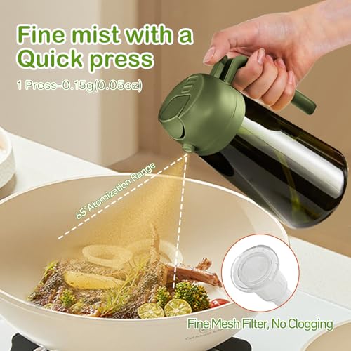 YARRAMATE 16oz/470ml Dark Green Oil Sprayer for Cooking with Stickers, Food-grade Premium 2 in 1 Olive Oil Dispenser Bottle for Kitchen Gadgets, Air Fryer, Salad, Frying, BBQ (OliveGreen) - color: 06_OliveGreen