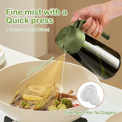 YARRAMATE 16oz/470ml Dark Green Oil Sprayer for Cooking with Stickers, Food-grade Premium 2 in 1 Olive Oil Dispenser Bottle for Kitchen Gadgets, Air Fryer, Salad, Frying, BBQ (OliveGreen) - color: 06_OliveGreen