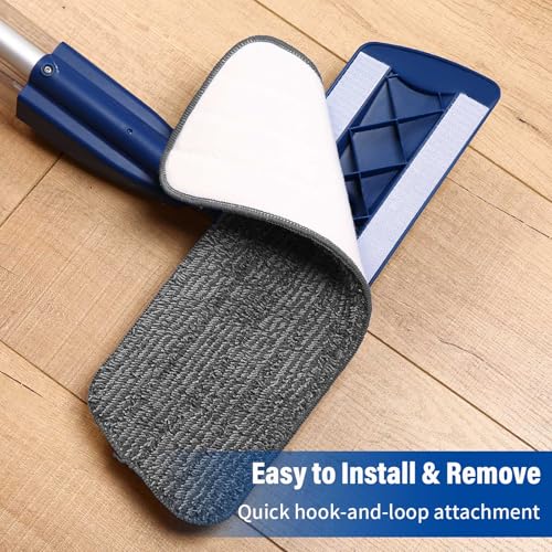16.5" Microfiber Mop Pads Refills, 4 Pack Reusable Replacement Heads | reusable wet mop refills, machine washable for 14-16 inch spray mops, hardwood floors, dust cleaning & scrubbing - color: 16"bluegrey*4
