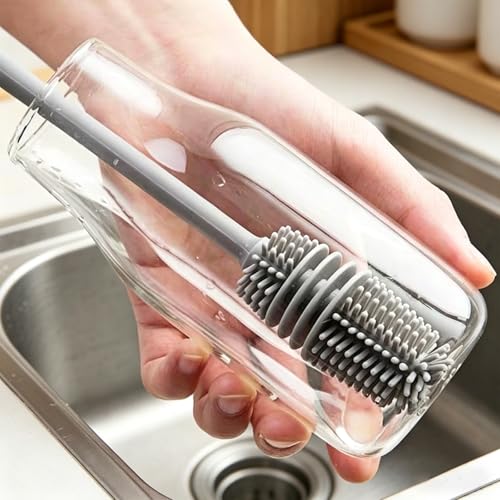 Long Handle Silicone Bottle & Cup Brush – Flexible Deep Cleaning for Bottles, Cups and Containers
