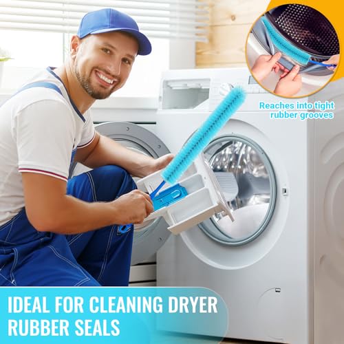 5 Pack Dryer Vent Cleaner Kit, Extra Long Flexible Brushes for Lint, Pet Hair & Dust, Refrigerator Coils, Home Washers, Sinks & Drains - color: Blue