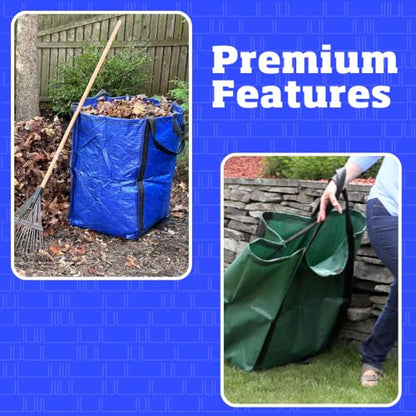 DURASACK Heavy Duty Home and Yard Bags 48-Gallon Reusable Self-Standing Lawn and Leaf Bags Garbage Can with Reinforced Handles, Gingham Green - color: Gingham Green