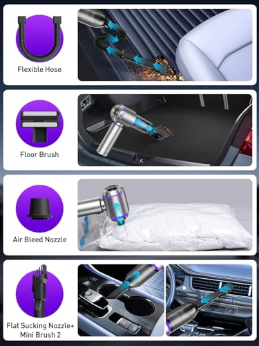 Vacuum/Air Duster 80,000RPM Super Power Mini Car Vacuum Cleaner 4-in-1 air Blower Gun Air Duster & Air Blower & Pump Hand Electric air Duster Handheld dust Blower Blower Cordless (Purple)