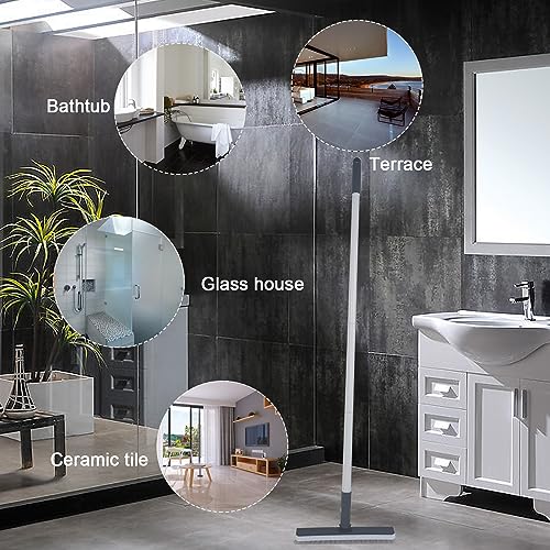 Stiff Bristles Broom,Tub Tile Broom Brush,Push Broom for Shower Cleaning,Patio, Kitchen,Garage,Indoor Outdoor Cleaning Brush,Stainless Steel Long Handle - color: Small Broom
