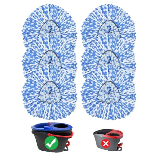 Mop Replace Head, 6 Pack Mop Heads Replacements for Oceda RinseClean 2-Tank System, Spin Mop Replacement Head, Microfiber Mop Refills, Machine Washable and Deep Cleaning (NOT for 1-Tank System)