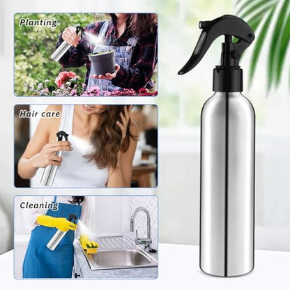 250ml/8 Oz Aluminum Spray Bottles,Empty Reusable Heavy Duty Mist Spray & Water Sprayer,Pressure Sprayer Spray Pump Bottles for Home Garden Plant Household Cleaning Solutions-Pack of 4