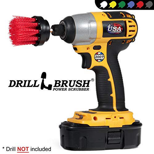 Outdoor Cleaning Brushes - Stiff Bristle Deck Scrubbing Brush - Concrete Scrub Brush - Bird Baths Cleaning Tool - Garden Statues Cleaning Equipment - Granite Headstone Restoration Brush - Siding Brush - color: Red