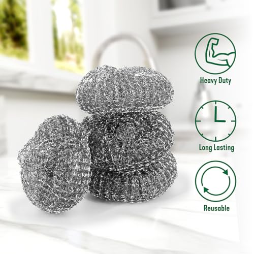 Pine-Sol Heavy-Duty Stainless Steel Scrubbers | Won’t Rust or Splinter | Scrub Sponges for Cast Iron, Oven Racks, Grills, 4 Pack - size: 4 Pack, style: Steel