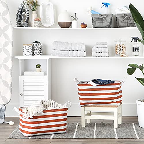 DII Laundry Storage Collection, PE Coated Collapsible Bin with Handles, Cinnamon Stripe, Large Set, 10.5x17.5x10" - color: Cinnamon Stripe, size: Large Set, 10.5x17.5x10"