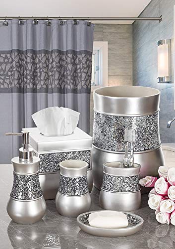 Crackled Glass Countertop Towel Stand, Decorative Unibody Silver Fingertip Towel Holder, Durable Resin Free Standing Towel Rack, for Elegant Counter Top Bathroom or Kitchen Decor - style: Towel Stand