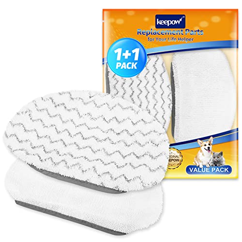 KEEPOW Steam Mop Replacement Pads 2 Pack Compatible with Bissell Powerfresh Steam Mop 1940 1806 1544 2075 2685A 2181 2814 Series 19402 19404 19408 19409 1940A 1940F 1940Q 1940T 1940W B0006 B0017 2075A - color: 1+1 Pack
