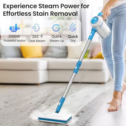 Czlife Z7 Steam Mop for Floor Cleaning, 13-in-1 Handheld Steam Cleaner for Home Tile Grout Hardwood Laminate Furniture Couch Clothes Carpet, Multi-Purpose Floor Steamer Machine, Corded (Blue)