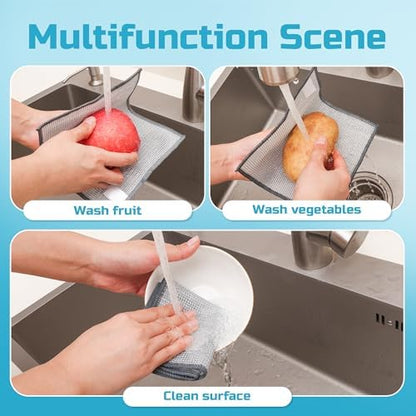 12 Counts Wire Dishwashing Rags,Multipurpose Non Scratch Wire Dishcloth for Wet and Dry.Reusable Wire Cleaning Cloths for Kitchen, Sinks, and Pans,Cleaning Tool for Pot, Dimensions(7.87X7.87)