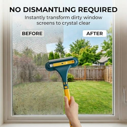 Window Screen Cleaning Brush,2 in 1 Window Screen Cleaner Tool with Squeegee,Mesh Screen Cleaner,Multi-Purpose Cleaning Brush for Patio, Door, Porch Screens (Yellow Green) - color: Yellow Green