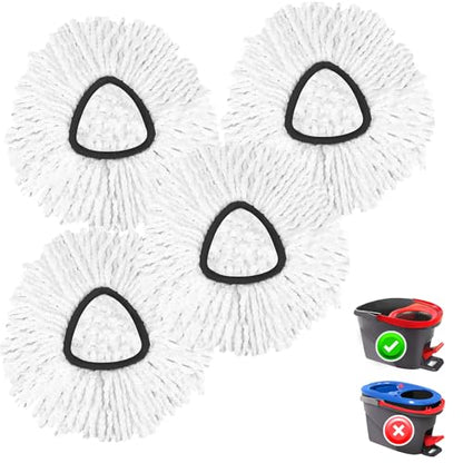 4 Pack Spin Mop Replacement Head Spin Mop Refills Compatible with O Ceda EasyWring 1-Tank System, 100% Microfiber Mop Cleaning Machine Washable Spin Mop Head for Easywring 1 Tank System, White - size: 1 tank-4 mop head