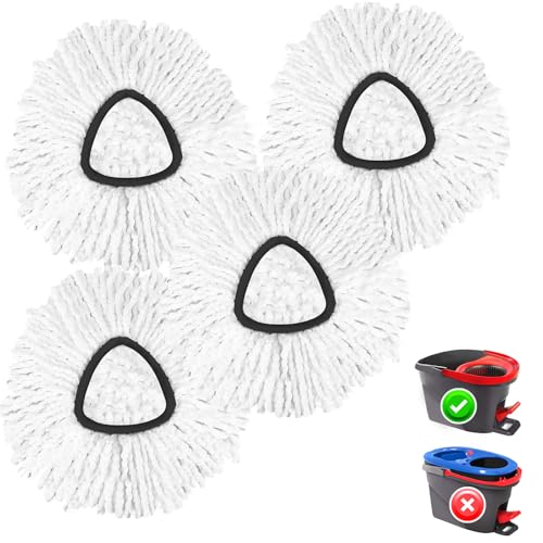 4 Pack Spin Mop Replacement Head Spin Mop Refills Compatible with O Ceda EasyWring 1-Tank System, 100% Microfiber Mop Cleaning Machine Washable Spin Mop Head for Easywring 1 Tank System, White - size: 1 tank-4 mop head