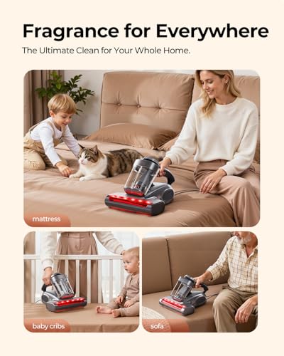 JIGOO J300 Pro Matture Vacuum Cleaner with 14Kpa 550W Powerful Suction, Infrared, UV & Heating Tech for Deep Cleaning, Anti-Allergen Bed Vacuum with Dust Sensor & Plant Fragrance for Bed, Sofa, Crib - color: Silver
