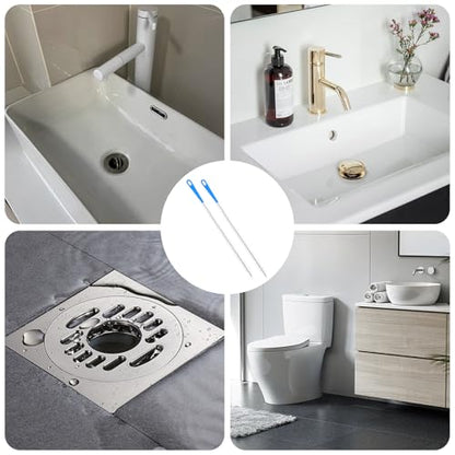 Yuanchu 2 Pack Flexible Drain Cleaning Brush, 23.6inch Long Drain Clog Remover Tool with Nylon Bristles Rust-Resistant Sink Unblocker Tool for Toilet Kitchen Shower Sewer Tub
