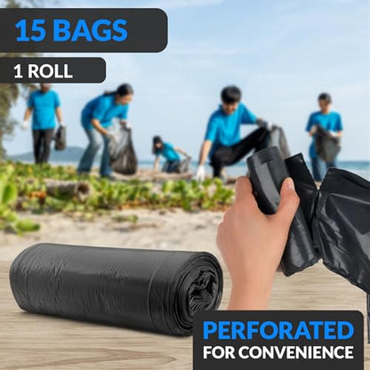 Reli. 95 Gallon Trash Bags Heavy Duty (15 Count) | Black | Twist Ties Included | Extra Tough, Leak-Proof Garbage Bags | Ideal for Large Clean Ups