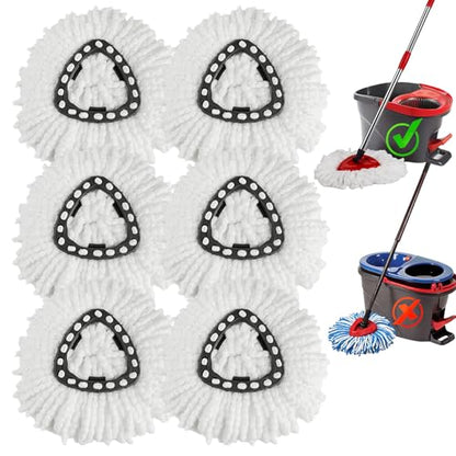6 Pack Spin Mop Head Replacements,100% Microfiber Spin Mop Refill Compatible with OCeda Easywring 1-Tank System,360 Degree Spinning Mop Replace Head for Easy Cleaning Floor Mopping - size: 6pcs