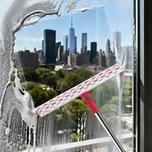 2-in-1 Professional Window Squeegee, 86.6'' Window Cleaner Tool with 6-Section Extension Pole, Window Cleaning Kit with 4 Microfiber Cloth, Window Washing Equipment for in/Outdoor Windows - style: Window Cleaning Kit