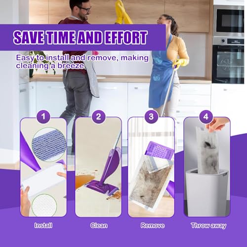 20 Count Disposable Mop Pads Refills for Swiffer Wet Jet Spray Mops, Wet Jet Mopping Pads for All Purpose Multi Surface Hardwood Floor Cleaning, 4 Layers Thickened and Super Absorbent