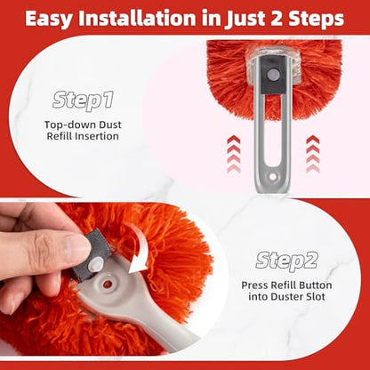Reusable Microfiber Duster Refills Compatible with MR.SIGA & OXO Dusters – Washable Duster Replacement Heads for Scratch-Free Dust and Hair Cleaning (Included Microfiber Cleaning Cloth & Laundry Bag)