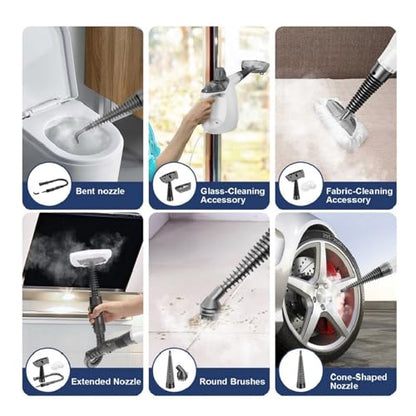 TICYACK Handheld Steam Cleaner, Steam Cleaner with 16 PCS Accessory & Safety Lock, 500ML Capacity, Multi-Surface Deep Cleaning for Home, Car, Bathroom, Grout, Floor, Window (White) - color: White