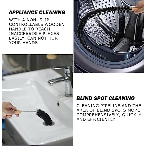 Dryer Vent Cleaner Wooden Handle Dryer Vent Cleaning Brush Refrigerator Condenser Coil Brush for Lint Removal (Two Size)