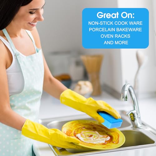 Tioncy 100 Pcs Individually Wrapped Sponges Kitchen Bulk Blue Dish Non Scratch Scrub Sponges Dual Sided Cleaning Dish Scrubber for Washing Dishes, Pots, Pans, Sinks, Stoves, Appliances, Car, Bike - color: Blue