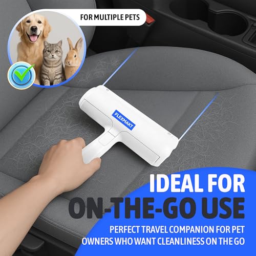 Pet Hair Remover Roller, Reusable, Trapping Compartment - Self-Cleaning Lint Roller for Dog & Cat Fur - Portable, Multi-Surface Tool for Couch, Carpet, Furniture, Clothing & Car Seats.
