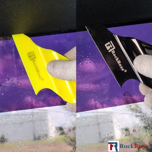 RockRose Black Side Trim Mini Squeegee - Compact and Ergonomic Tool with Flexible Blade for Precision Window Film and Car Tint Application - (Pack 3 Units)
