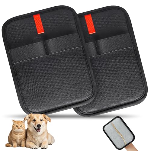 2 Pcs Pet Hair Removal Gloves, Reusable Electrostatic Pet Cat Dog Hair Remover Grooming Gloves Brush Tool for Couch, Furniture, Carpet, Car Seat (2 Pack Black) - color: 2 Pack Black