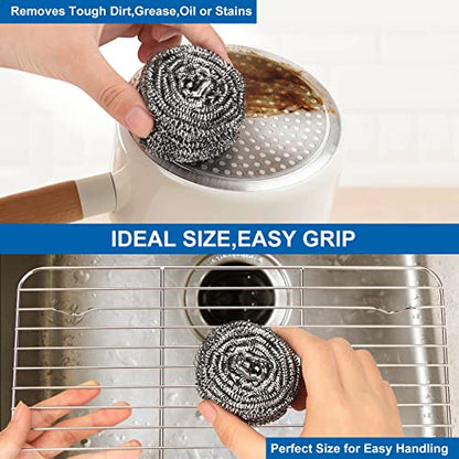10 Pack Stainless Steel Scrubber, Steel Wool Srubber for Scouring Stubborn Messes from Pots and Pans, Stoves,Broiler Racks,Grills and More - size: Stainless Steel-Pack of 10 Scrubbers