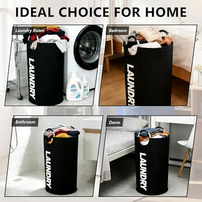 A large 90 liter laundry basket that can be folded for easy carrying. Suitable for bathrooms, laundry rooms, and travel (black) - color: black