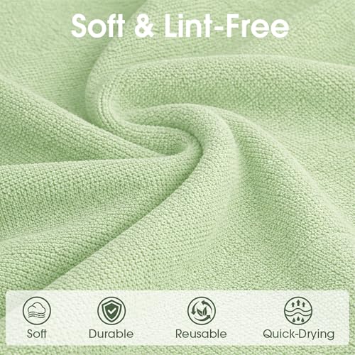 Microfiber Cleaning Cloth Roll - 100 Pack Tear Away Microfiber Paper Towels, Reusable, Washable, Scratch-Free, Kitchen Towels for Car, Home, Kitchen, Glass, Dishes(Bean Green) - color: Bean Green