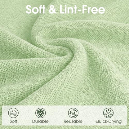 Microfiber Cleaning Cloth Roll - 100 Pack Tear Away Microfiber Paper Towels, Reusable, Washable, Scratch-Free, Kitchen Towels for Car, Home, Kitchen, Glass, Dishes(Bean Green) - color: Bean Green