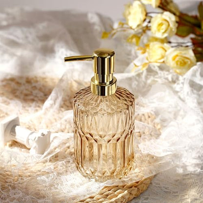 YunNasi Soap Dispenser with Pump, Refillable Liquid Hand Soap Dish Soap Dispensers for Bathroom Counter, Kitchen Sink (Amber) - color: Amber