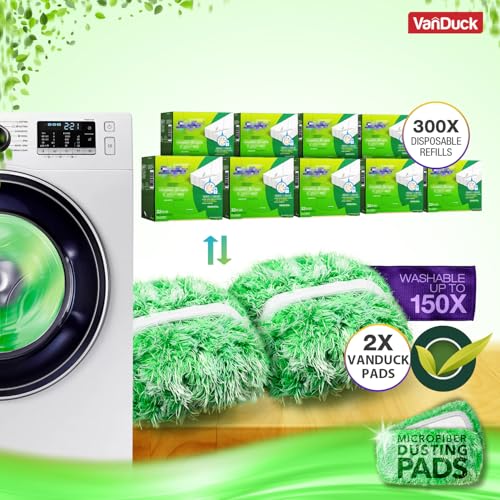 VanDuck Floor Duster Refill Compatible with Swiffer Sweeper (2 Pack) - Microfiber Pet Heavy Duty Dry Cloth Refills - Reusable Mop Pad - color: Dry Duster, size: 2 Count (Pack of 1)