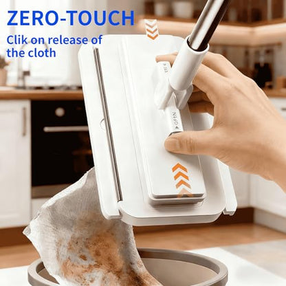 Press Grip Mini Mop for Tight Spaces – 39in Compact Handle, One-Click Zero-Touch Cloth Change Flat Map, Compatible with Tissues/Wipes/Old Cloths/Disposable Pads, Wet/Dry Cleaning (10 Reusable Cloths) - size: 39in Short Handle Mini Mop with 10 Reusable Clo