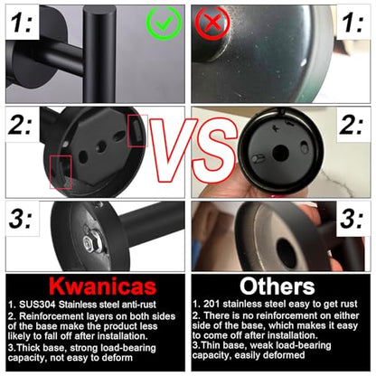 6 Pieces Matte Black Bathroom Hardware Accessories Set Hand Towel Ring 16&23.6 inch Round Towel Bar Silver Toilet Paper Holder Towel Hooks 2 Pieces SUS 304 Stainless Steel,Heavy Duty,Wall Mounted - color: Matte Black, size: 6 piece 24"