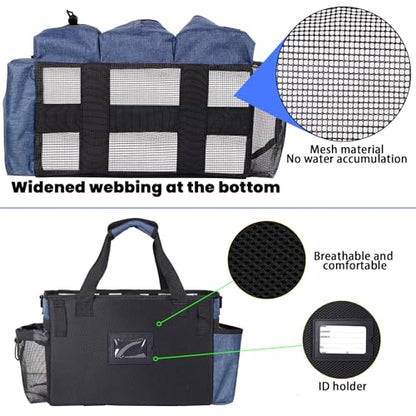 Large Wearable Cleaning Caddy Bag with Detachable Divider, Cleaning Organizer with Handles, Cleaning Supply Tote with Adjustable Shoulder Strap&Waist Belt for Cleaners & Housekeeper (Blue) - color: Blue