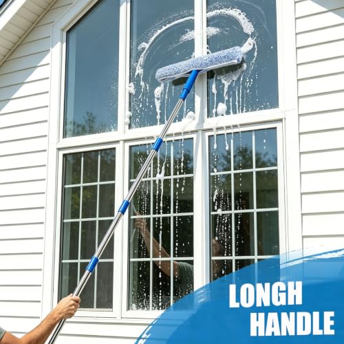68" Squeegee for Window Cleaning | Window Squeegee with Extension Pole, For Outdoor High Windows, Shower Glass Door, Car Windshield